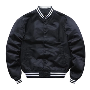 Men Varsity Jacket American Retro Baseball Bomber Jacket Windproof Snap Button Outerwear With Striped Ribbed Trim Casual Daily Sporty Coat