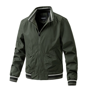 Giacca da Uomo Slim Fit con Colletto alla Coreana Bomber in Poliestere Antivento a Costine Casual Primavera Autunno