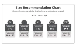 Men's striped casual cotton shirt size chart with height and weight recommendations (M-3XL)