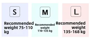 Size chart showing recommended body weight in kg for women's winter padded jacket