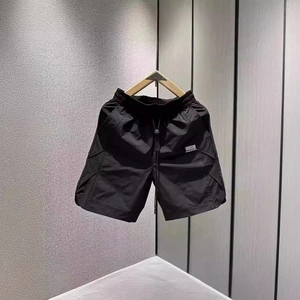 Men's breathable quick-dry summer shorts in black with drawstring waist and logo