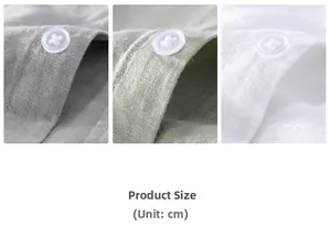 Close-up of cotton linen shirt fabrics with four-hole buttons and fine stitching details