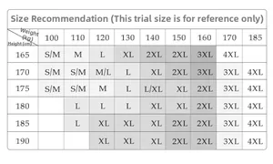 Size recommendation chart for men's linen shirt based on height and weight guide