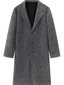 Cappotto lungo classico da uomo in misto lana grigio scuro con taglio slim fit business
