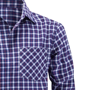 Chemise décontractée à manches longues pour hommes à carreaux bleu, blanc et rouge