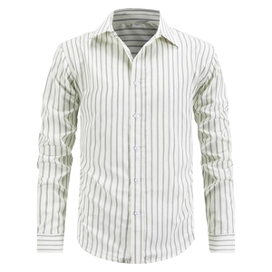 Men's business casual long-sleeve striped shirt with point collar in light color