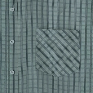 Camicia casual da uomo a maniche corte con trama a quadri e dettaglio tasca con bottone