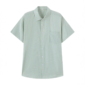 Camicia Casual da Uomo a Quadri a Maniche Corte Poliestere Rayon Colletto Bottoni Top con Tasca sul Petto Estate