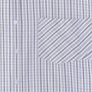 Men's business casual short sleeve plaid shirt with a striped pocket and classic buttons