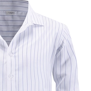 Men's business casual long sleeve striped shirt with classic lapel collar and buttons
