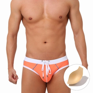 Costume da Bagno da Uomo a Blocchi di Colore Con Imbottitura Rimovibile Vita Bassa Coulisse Contrasto Sportivo Mare