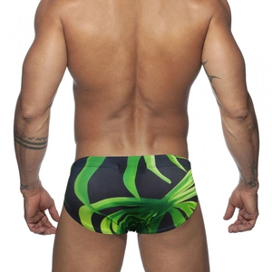 Costume da bagno uomo a vita bassa con vivace stampa di foglie di palma tropicali verdi