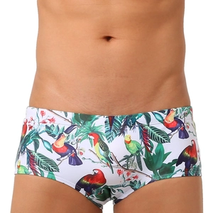 Maillot de Bain Homme Imprimé Tropical Perroquet Fleurs Séchage Rapide Élastique Taille Basse Short de Bain Été Plage