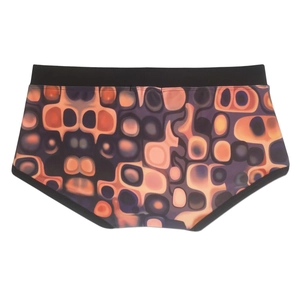 Macro view of the abstract geometric bubble pattern on these men's quick-dry swim trunks