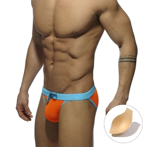 Mens Sexy Color Block Swim Briefs With Removable Cup Pads Low Waist Athletic Swimwear For Beach Pool Fitness Training Drawstring Shorts