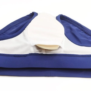 Detail view of swim trunks featuring breathable mesh lining and removable sponge cup pads
