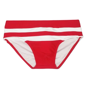 Détail du slip de bain pour hommes à rayures rouges et blanches avec taille élastique