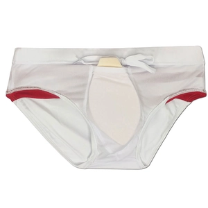 Maillot de bain homme taille basse avec cordon blanc et rembourrage amovible amovible