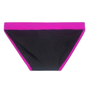 Detail of men's low-waist sexy swimming briefs with black and pink color contrast