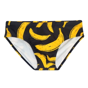 Maillot de bain sexy pour homme avec imprimé bananes jaunes sur fond noir