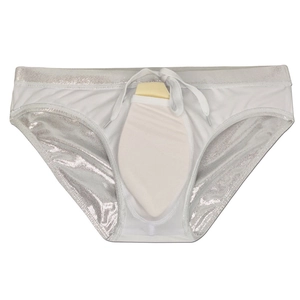 Slip de bain scintillant pour hommes avec pochette rembourrée et cordon réglable