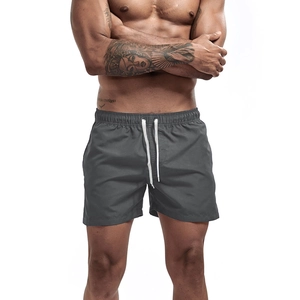 Men's dark grey quick-dry running shorts with elastic drawstring waistband for gym