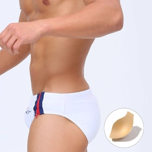 Maillot de bain blanc pour hommes avec zips latéraux et rembourrage amovible inclus