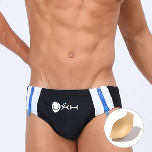 Slip de Bain Sexy pour Hommes Nylon Spandex Taille Basse Bloc de Couleur Avec Coussinet de Coupe Amovible Fermetures Éclair Latérales pour Plage