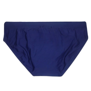 Detail view of navy blue swim briefs showing elastic waistband and quick-dry fabric