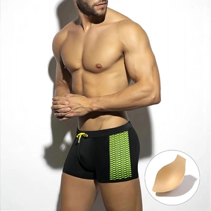 Maillot de bain homme avec motif nid d'abeille vert et bonnet de protection amovible