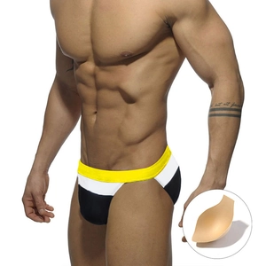 Herren Sexy Colorblock Badehose Nylon Elasthan Schnelltrocknend Hohe Elastizität Strand Wassersport Mit Herausnehmbarem Pad