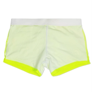 Close-up of men's swimming trunks with elastic waistband and high-visibility trim