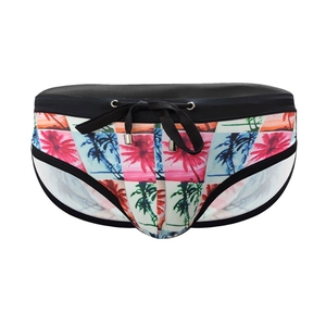 Costume da bagno uomo con stampa tropicale di palme e coulisse nera in vita