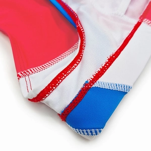 Detail of high-density stitching and breathable white mesh lining on men's swim briefs