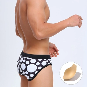 Maillot de bain homme taille basse à pois avec bonnet rembourré pour look musclé
