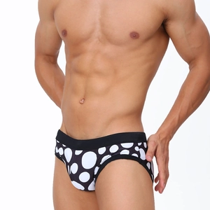 Maillot de bain homme taille basse à pois noirs et blancs pour le fitness et la plage