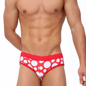 Slip de bain sexy rouge à pois pour homme avec taille élastique pour plage et sport