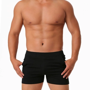 Men's slim fit cotton lounge shorts with side pockets and stylish elastic waistband