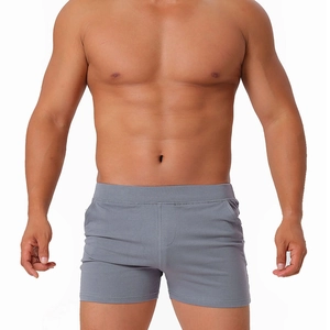Men's slim cotton lounge shorts in light grey featuring a wide elastic waistband with pockets