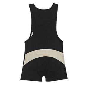 Detailansicht eines Herren Wrestling-Singlets aus Nylon mit beigen Kontrastbahnen