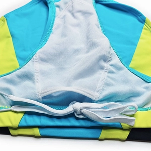 Detail of blue men swim briefs with drawstring and white mesh lining for breathability