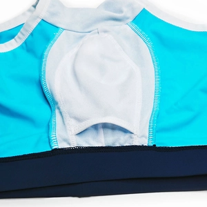 Close-up of swim trunks interior featuring breathable white mesh padding pockets
