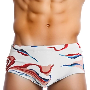 Men's Quick Dry Digital Print Swim Trunks Abstract Pattern Breathable Elastic Board Shorts For Beach Swimming Pool