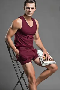 Close-up of burgundy modal lounge shorts set with high elasticity and soft texture