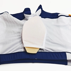 Detailed inner view of men's swim trunks showing the soft built-in protective pad lining