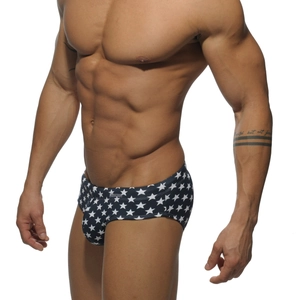 Slip da nuoto a vita bassa da uomo blu navy con stelle bianche per piscina e spiaggia