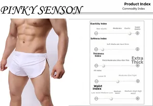 Vue détaillée du boxer homme en soie glacée blanche avec fentes latérales élastiques