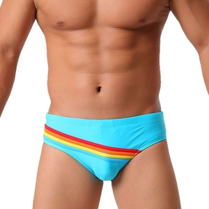 Maillot de bain bikini bleu ciel pour homme avec rayures arc-en-ciel pour plage et piscine