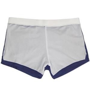 Detail of men's swimming trunks showing quick-dry fabric and breathable mesh lining inside