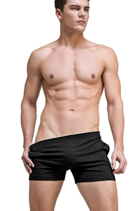Close-up detail of soft modal men's boxer shorts with elastic white contrast waistband